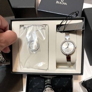 Bulova watch with necklace set